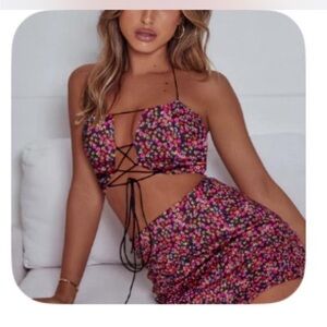 White Fox Boutique Floral Skirt Co-Ord Set